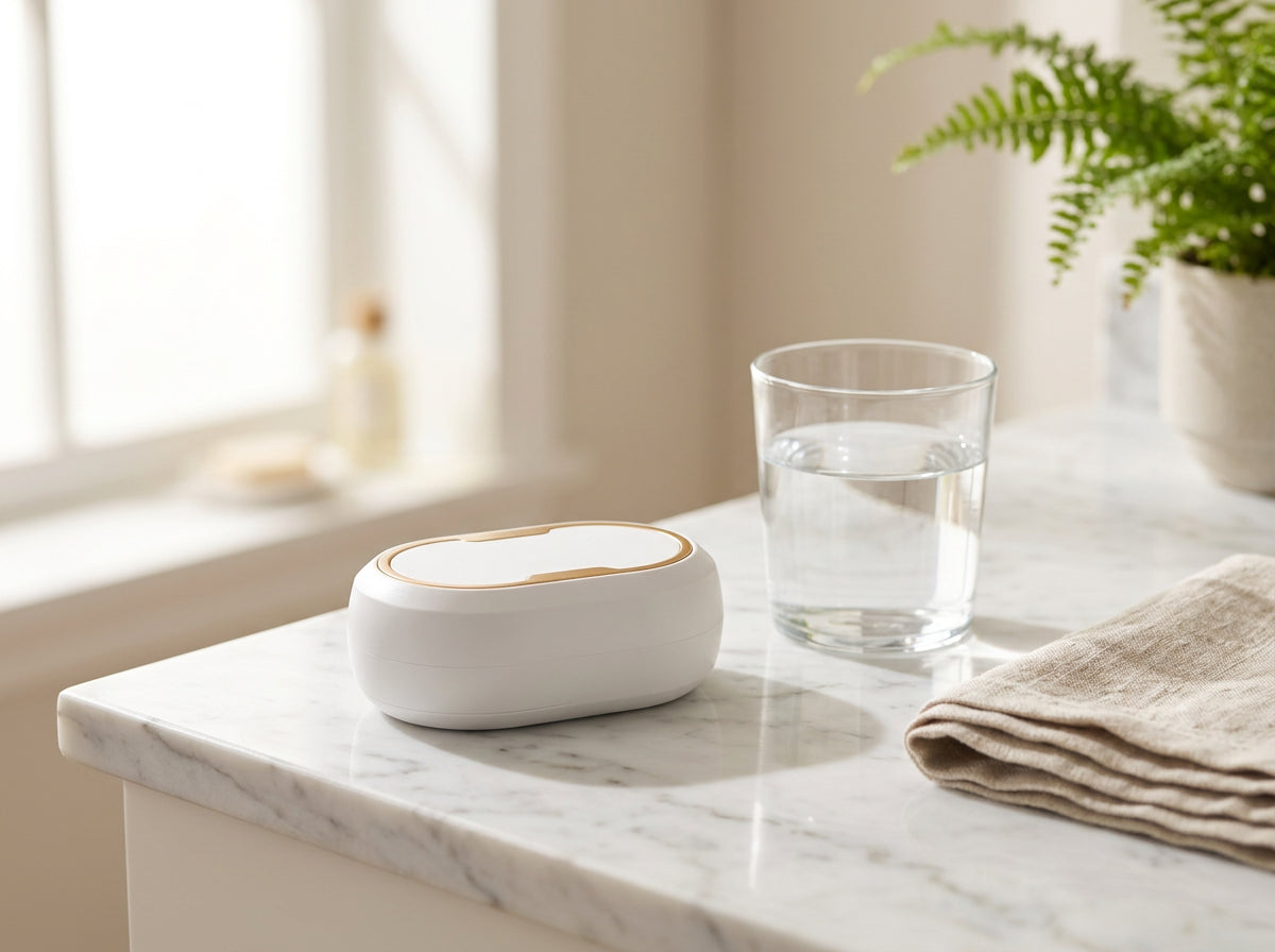 OptiClean on marble bathroom counter